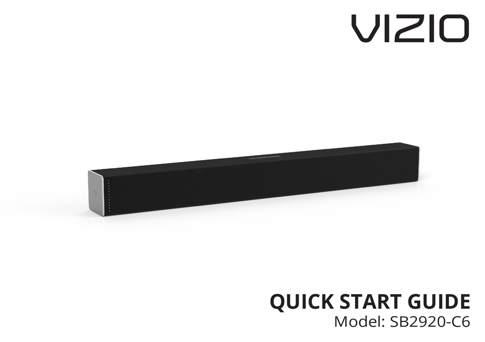 VIZIO SB2920-C6 QUICK START MANUAL Pdf Download | ManualsLib