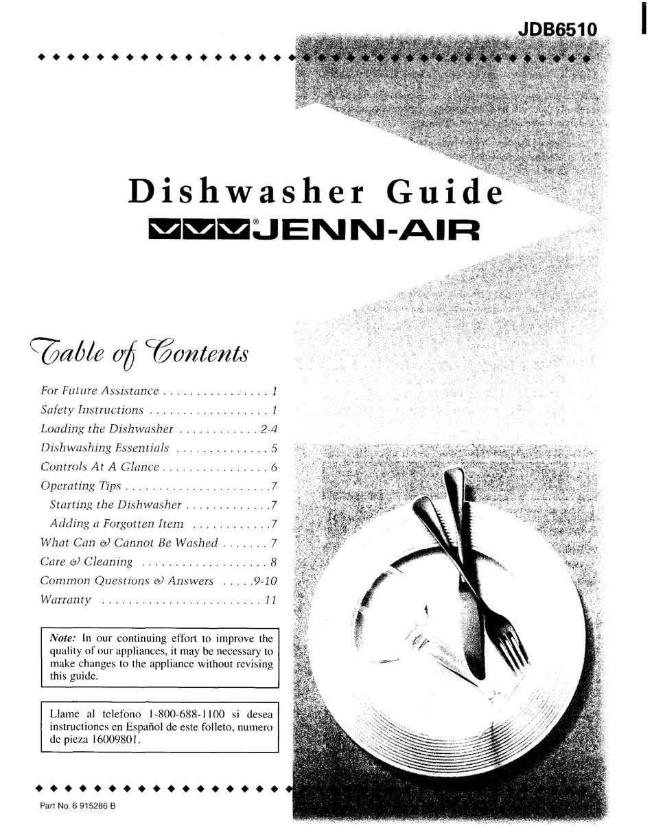 JENNAIR JDB6510 USER MANUAL Pdf Download ManualsLib