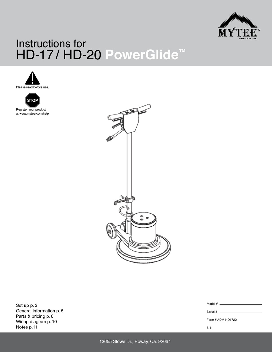 MYTEE POWERGLIDE HD-17 INSTRUCTION MANUAL Pdf Download | ManualsLib