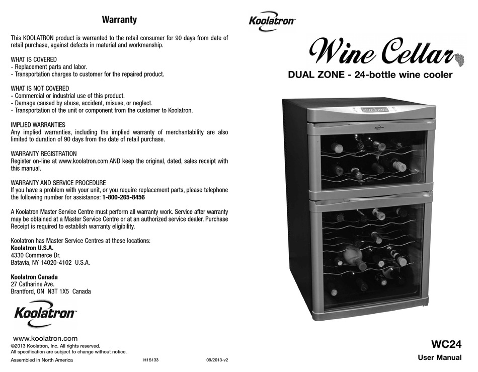 KOOLATRON WC24 USER MANUAL Pdf Download ManualsLib