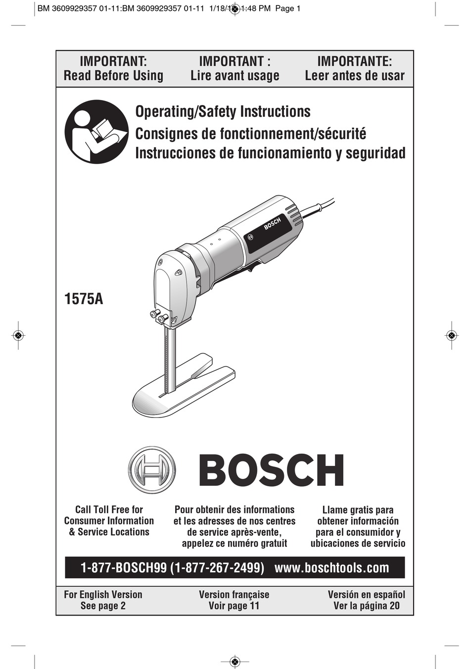 BOSCH 1575A OPERATING/SAFETY INSTRUCTIONS MANUAL Pdf Download ManualsLib