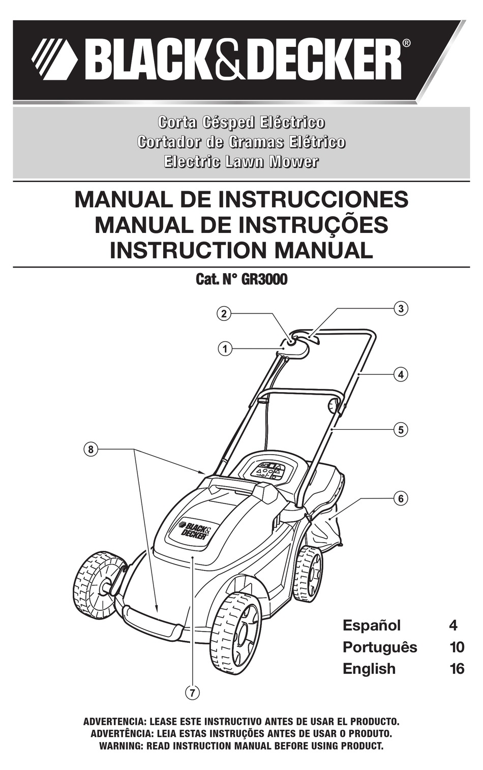 User manual Black & Decker GR3000 (English - 20 pages)