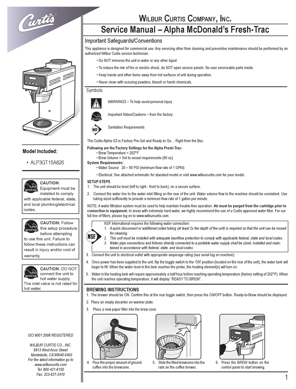 CURTIS ALP3GT15A826 SERVICE MANUAL Pdf 