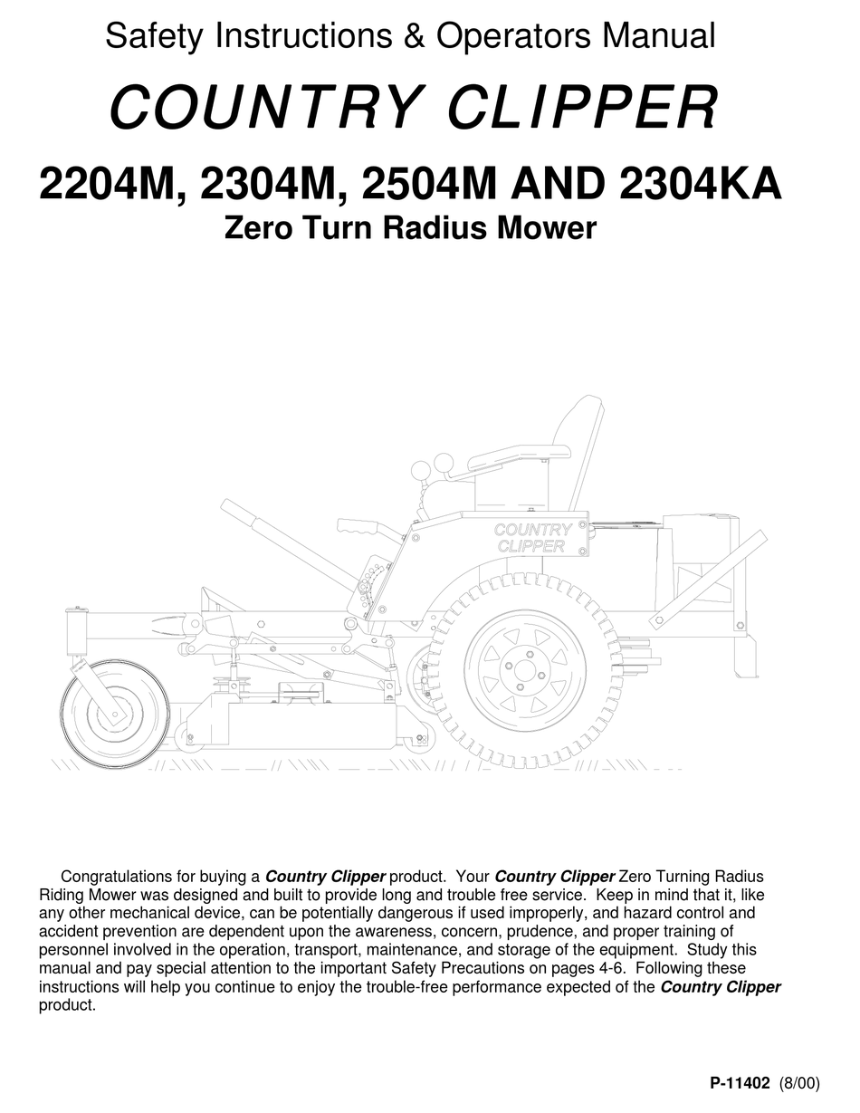 COUNTRY CLIPPER 2204M SAFETY INSTRUCTIONS & OPERATOR