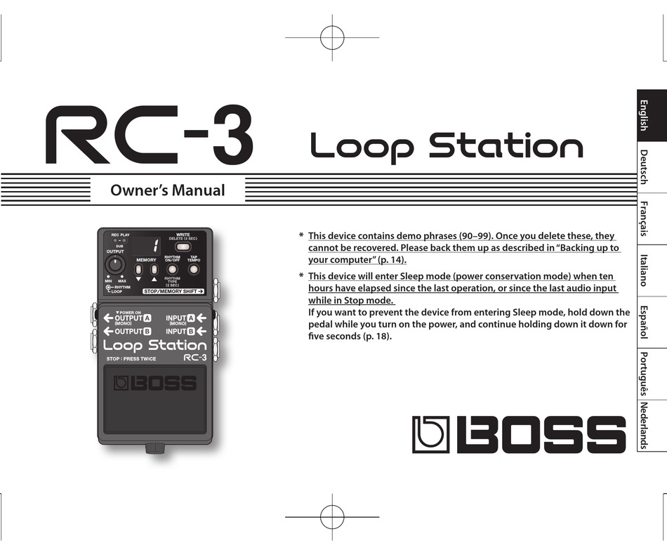 Boss Rc 3 Owner S Manual Pdf Download Manualslib