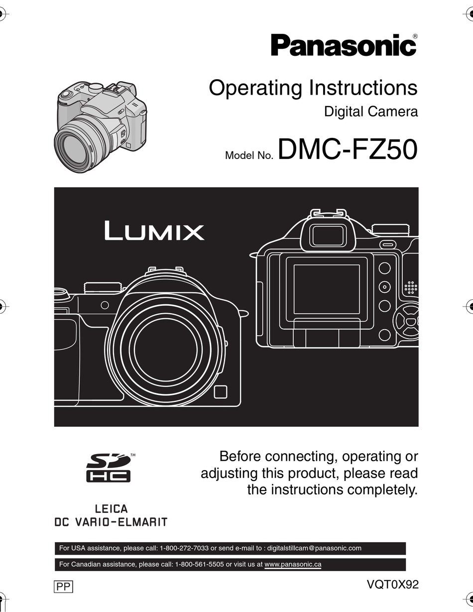 PANASONIC LUMIX DMC-FZ50 OPERATING INSTRUCTIONS MANUAL Pdf Download ...