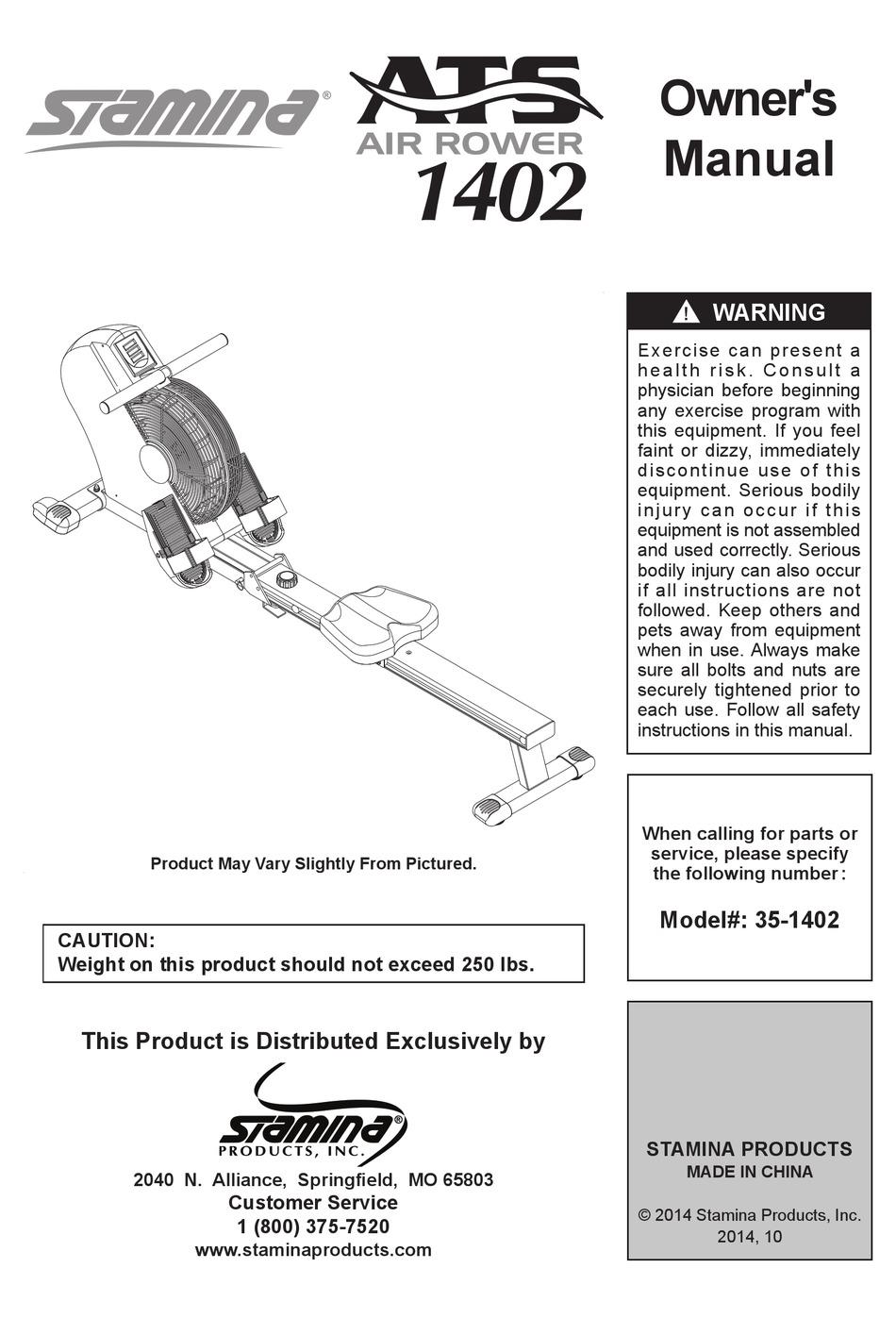 stamina ats 1402 air rower