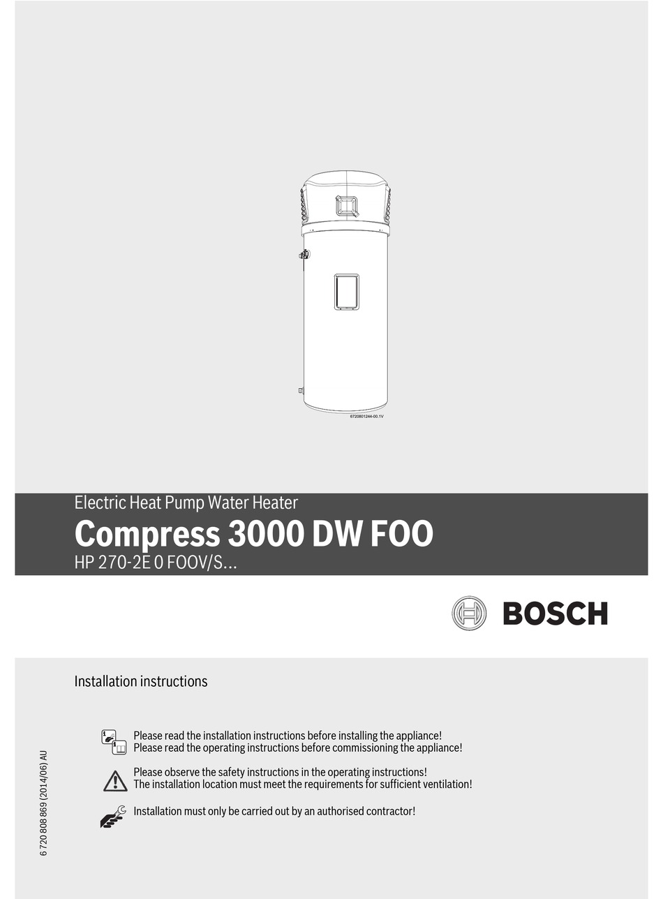 Bosch Compress 3000 Dw Foo Installation Instructions Manual Pdf Download Manualslib