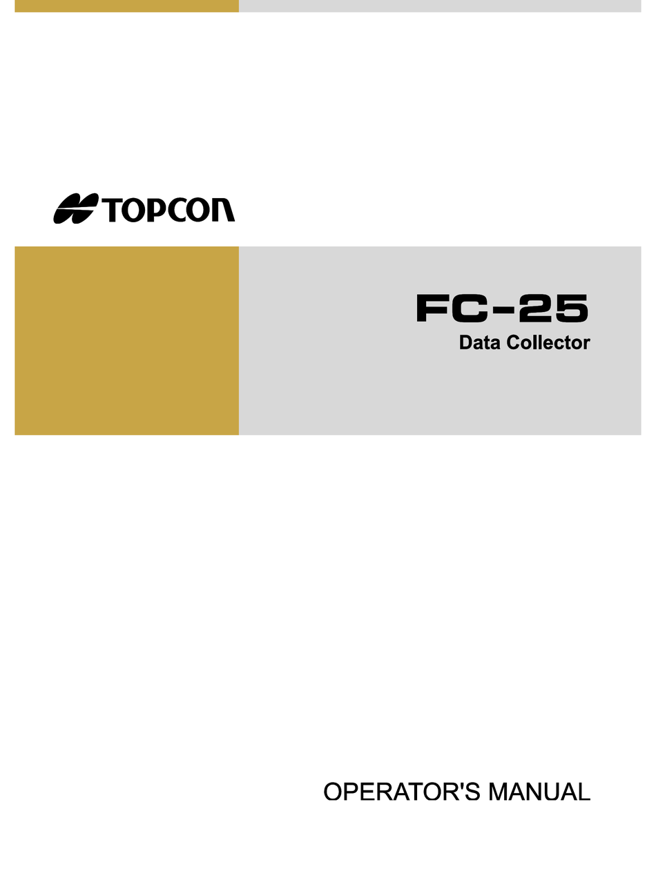 Instruction Manual Ver. 109 New Topcon Data Collector FC-1 