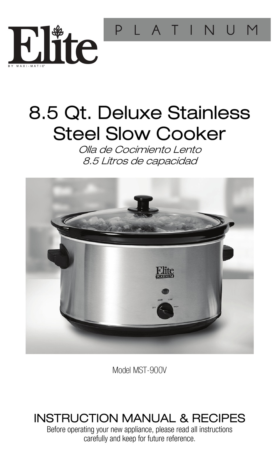 Maxi-Matic Elite Platinum MST-900V 8.5 Quart Stainless Steel Oval