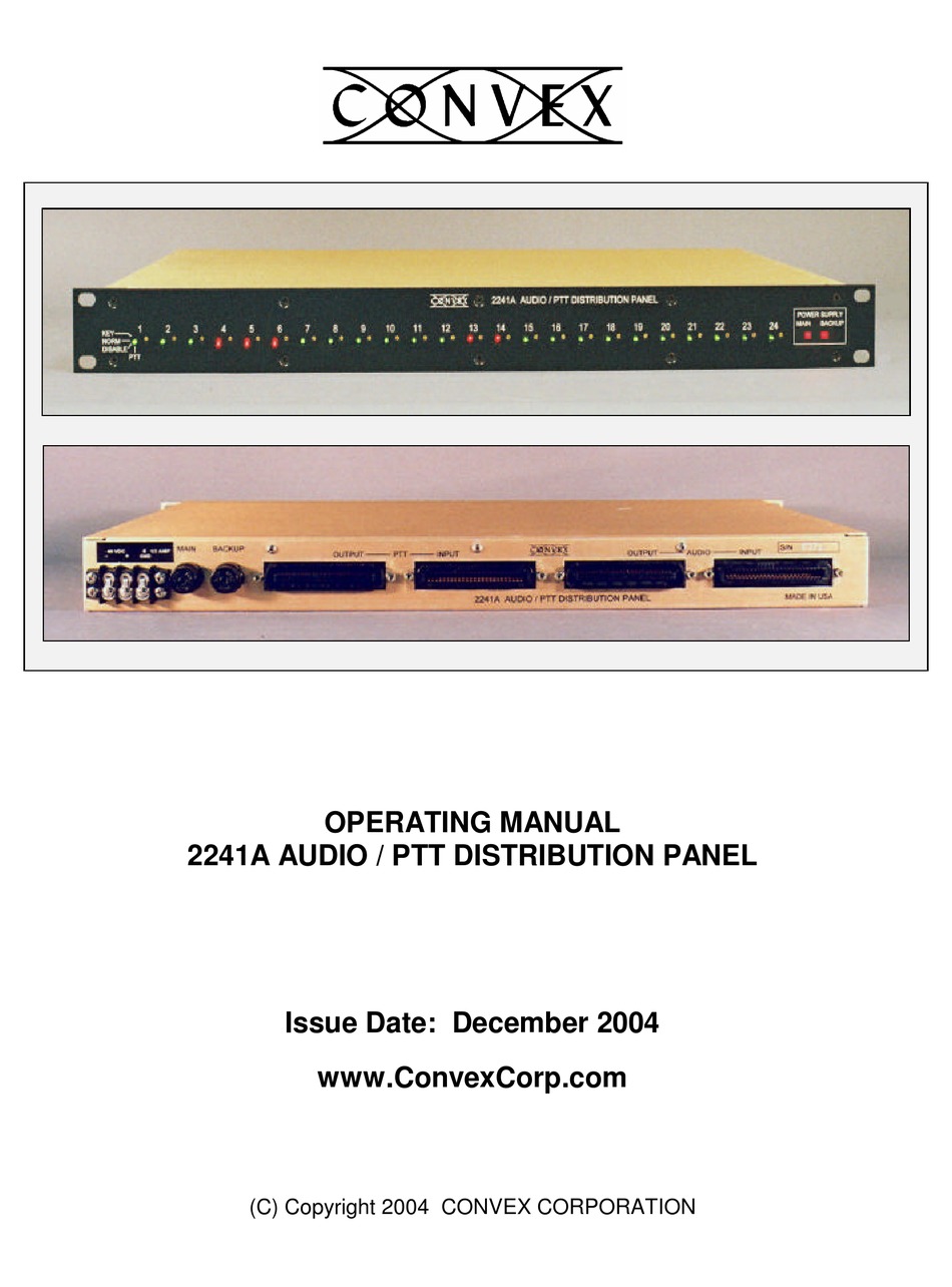 Convex 2241a Operating Manual Pdf Download Manualslib