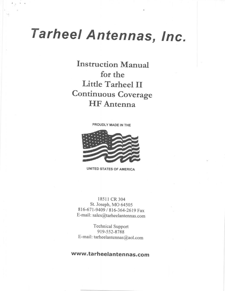 TARHEEL ANTENNAS LITTLE TARHEEL II INSTRUCTION MANUAL Pdf Download