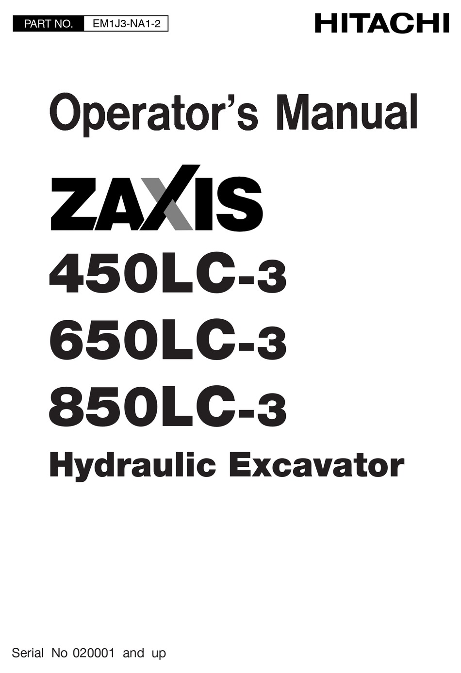 HITACHI ZAXIS 450LC-3 OPERATOR'S MANUAL Pdf Download | ManualsLib