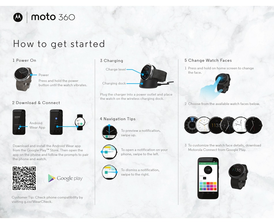 MOTOROLA MOTO 360 HOW TO GET STARTED Pdf Download ManualsLib