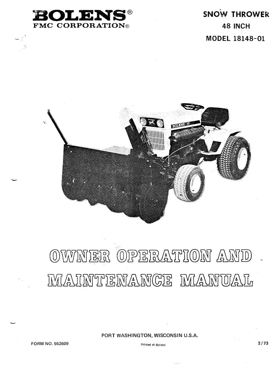 BOLENS 1814801 OWNER'S OPERATION AND MAINTENANCE MANUAL Pdf Download