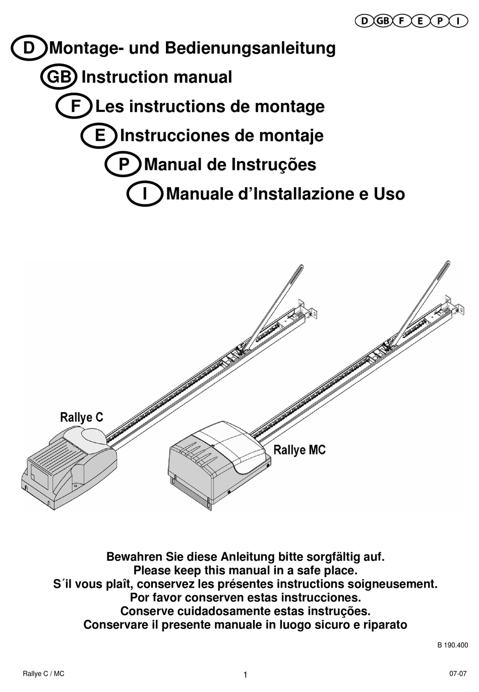 Bernal Rallye C Instruction Manual Pdf Download Manualslib