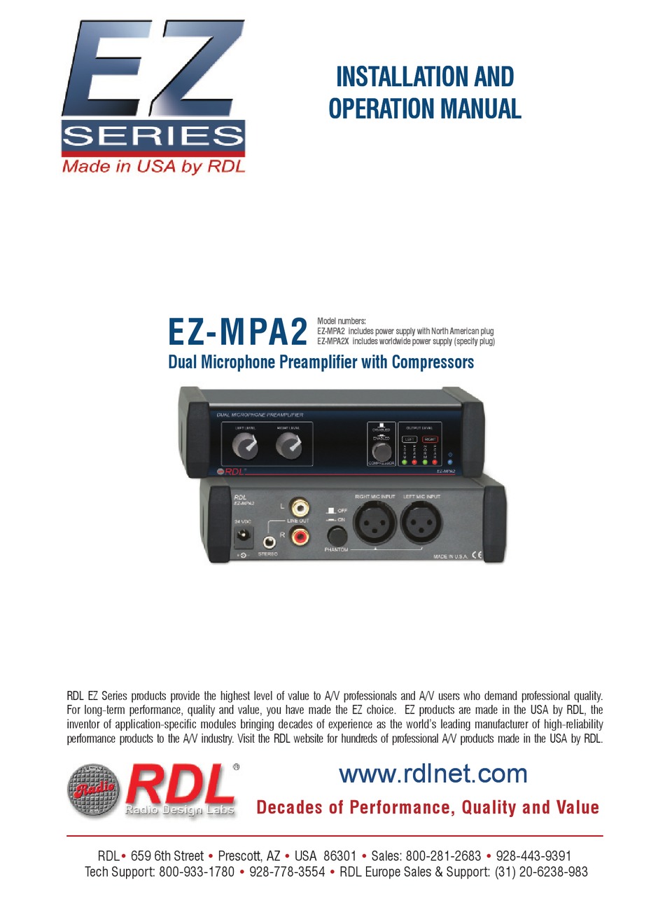 RDL EZMPA2 INSTALLATION AND OPERATION MANUAL Pdf Download ManualsLib