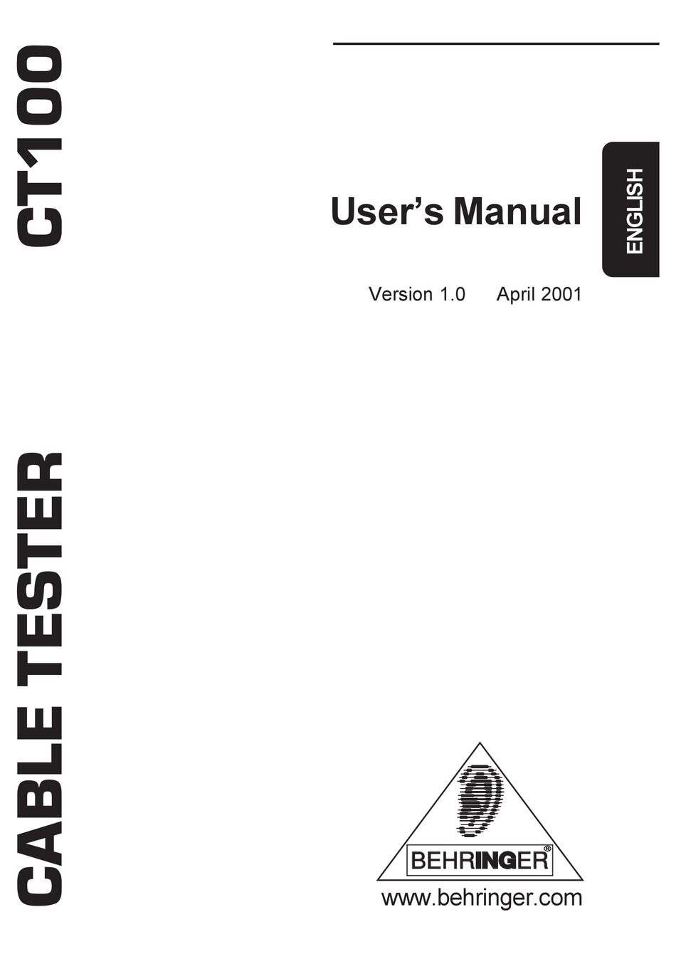 BEHRINGER CT100 USER MANUAL Pdf Download | ManualsLib