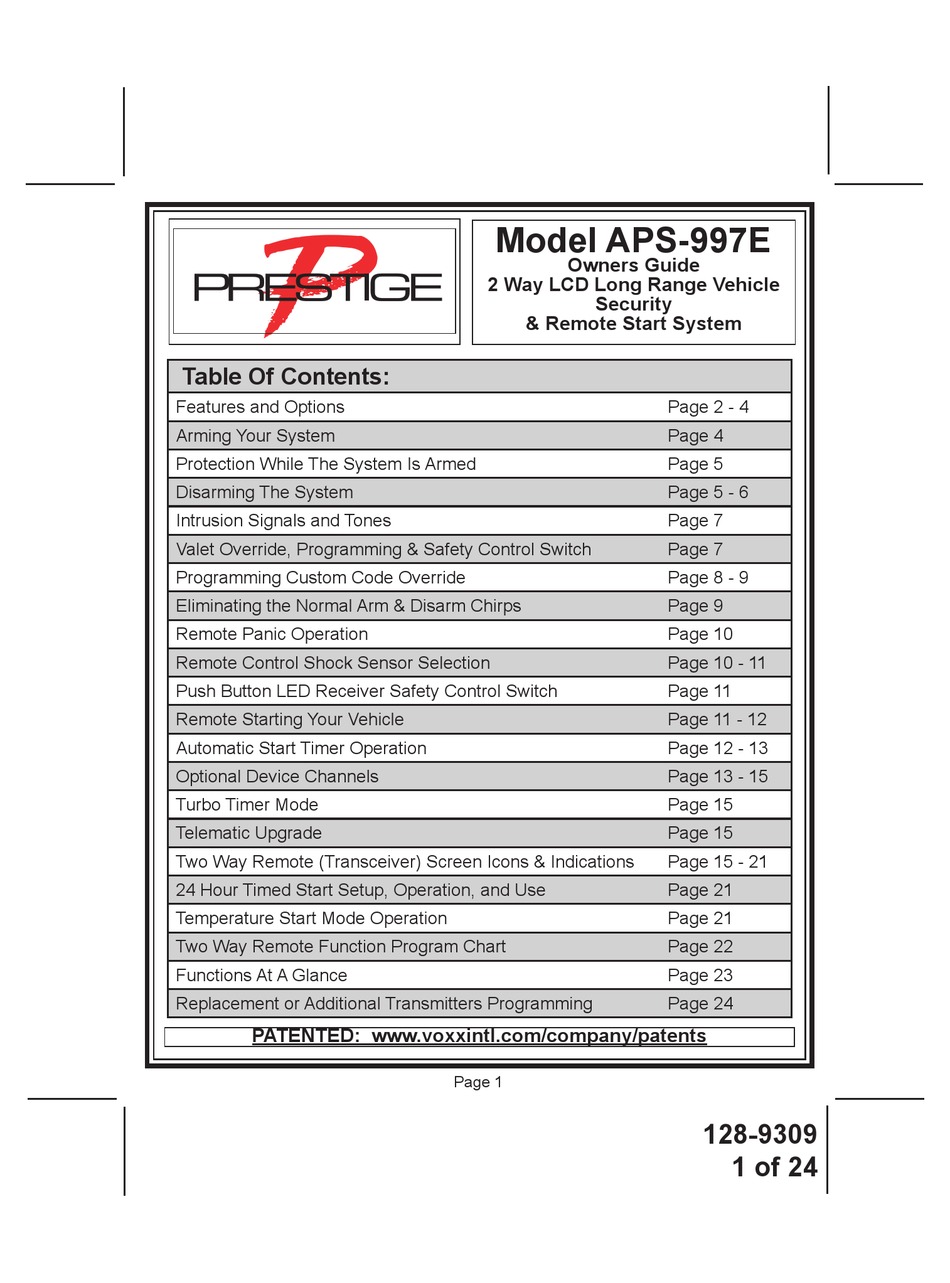 PRESTIGE APS-997E OWNER'S MANUAL Pdf Download | ManualsLib