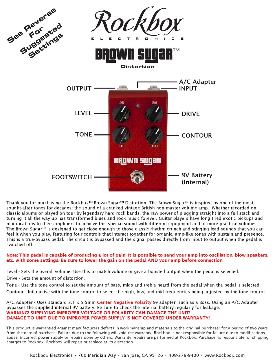 ROCKBOX BROWN SUGAR USER MANUAL Pdf Download | ManualsLib