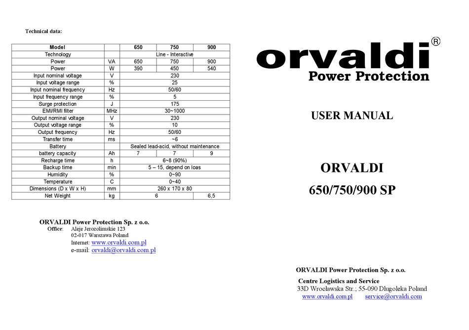 ORVALDI 650 SP USER MANUAL Pdf Download ManualsLib