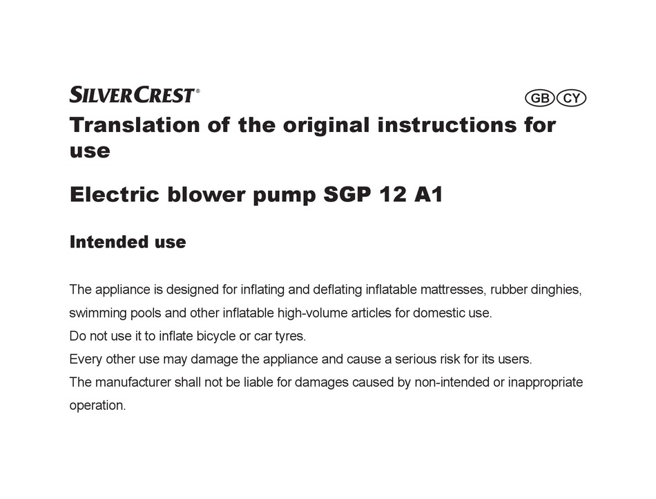 Image of SilverCrest SGP 12 A1 air pump