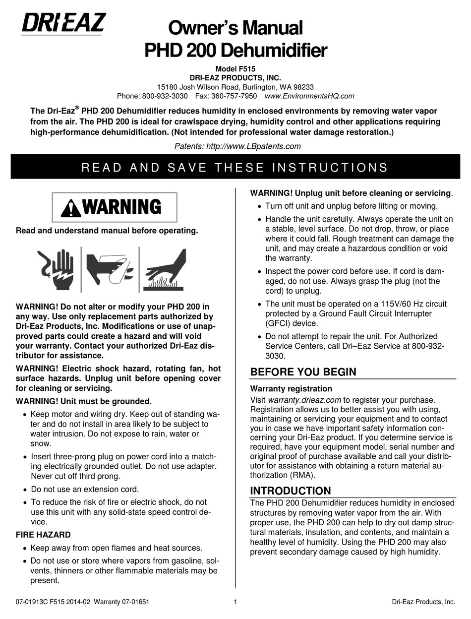 DRIEAZ PHD 200 OWNER