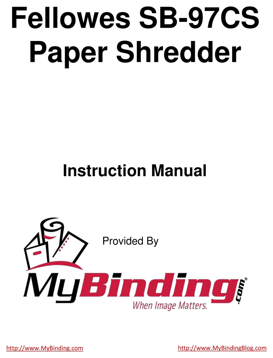 Fellowes Sb 97cs Instruction Manual Pdf Download Manualslib