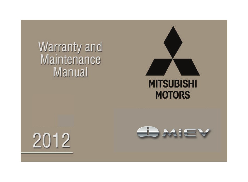 Mitsubishi I-miev 2012 Warranty And Maintenance Manual Pdf Download 