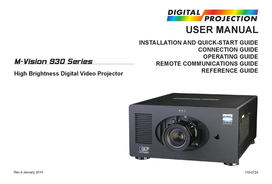 DIGITAL PROJECTION MVISION 930 SERIES USER MANUAL Pdf Download