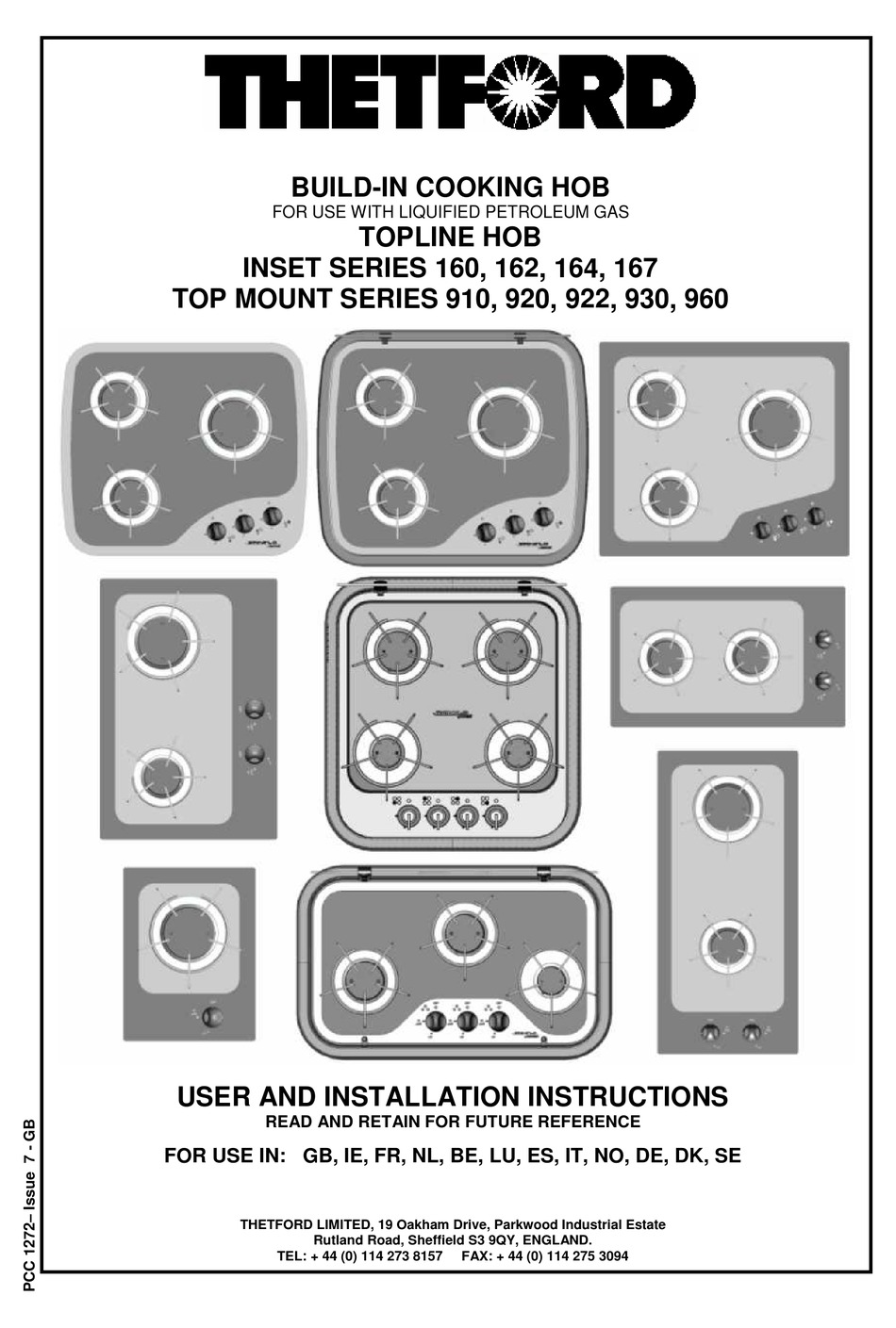 THETFORD INSET 160 USER AND INSTALLATION INSTRUCTIONS MANUAL Pdf