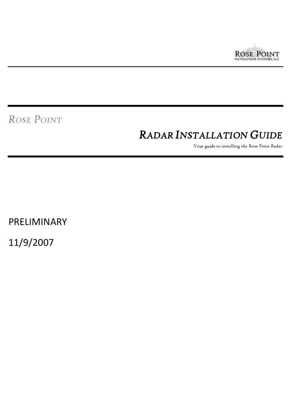 ROSE POINT MDS51 INSTALLATION INSTRUCTIONS MANUAL Pdf Download