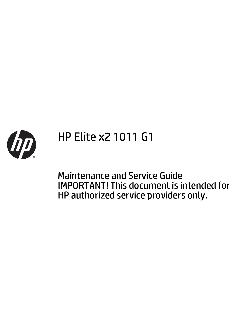 HP ELITE X2 1011 G1 MAINTENANCE AND SERVICE MANUAL Pdf Download 