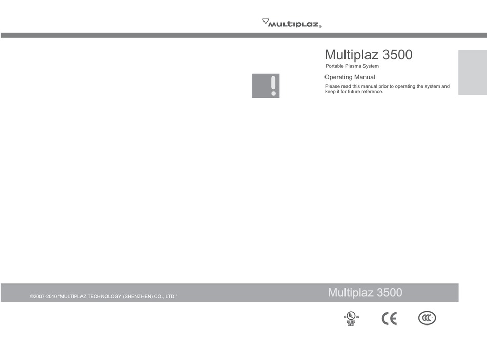 MULTIPLAZ 3500 OPERATING INSTRUCTIONS MANUAL Pdf Download ManualsLib