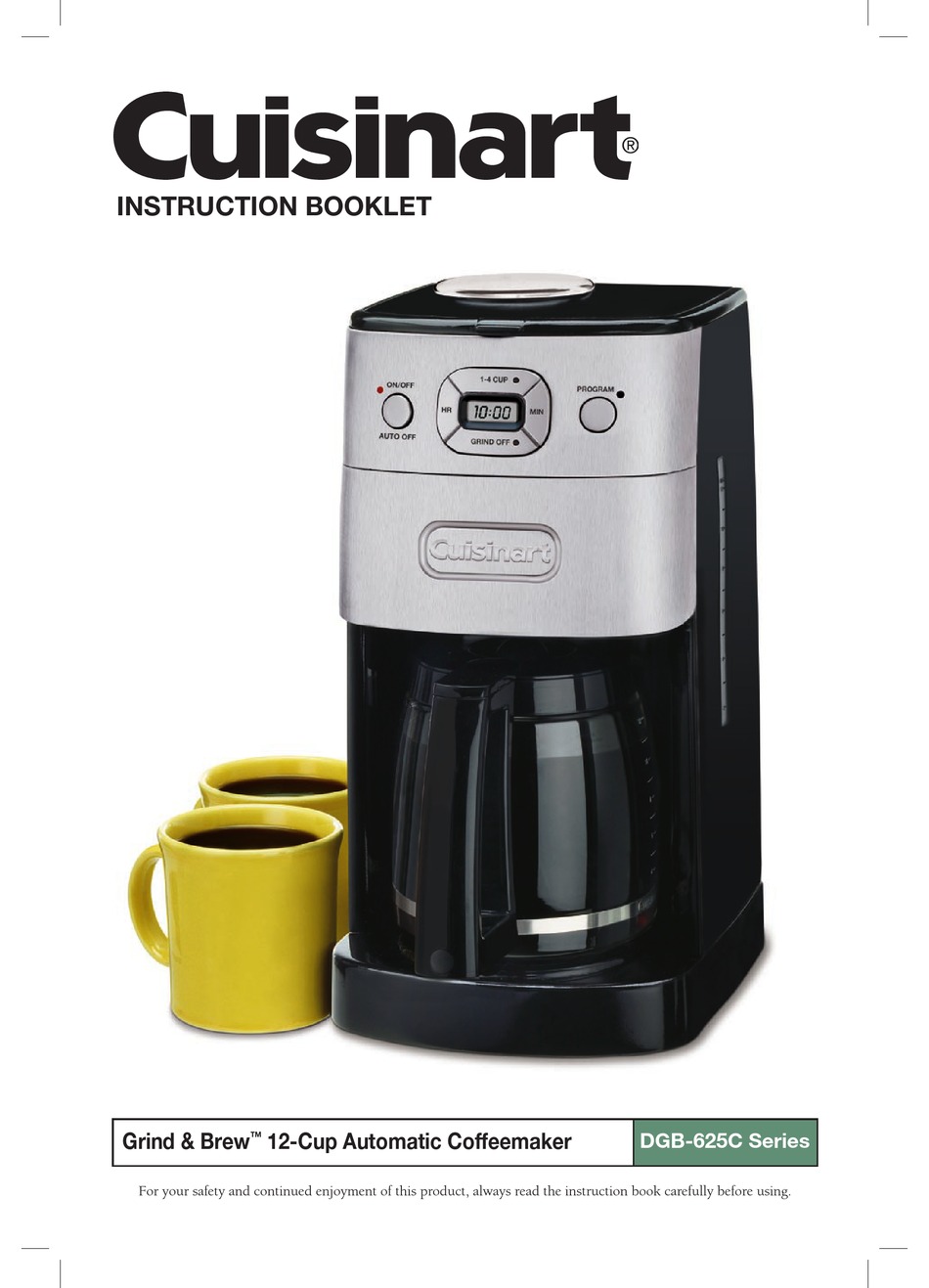 CUISINART DGB625C SERIES GRIND & BREW INSTRUCTION BOOKLET Pdf Download