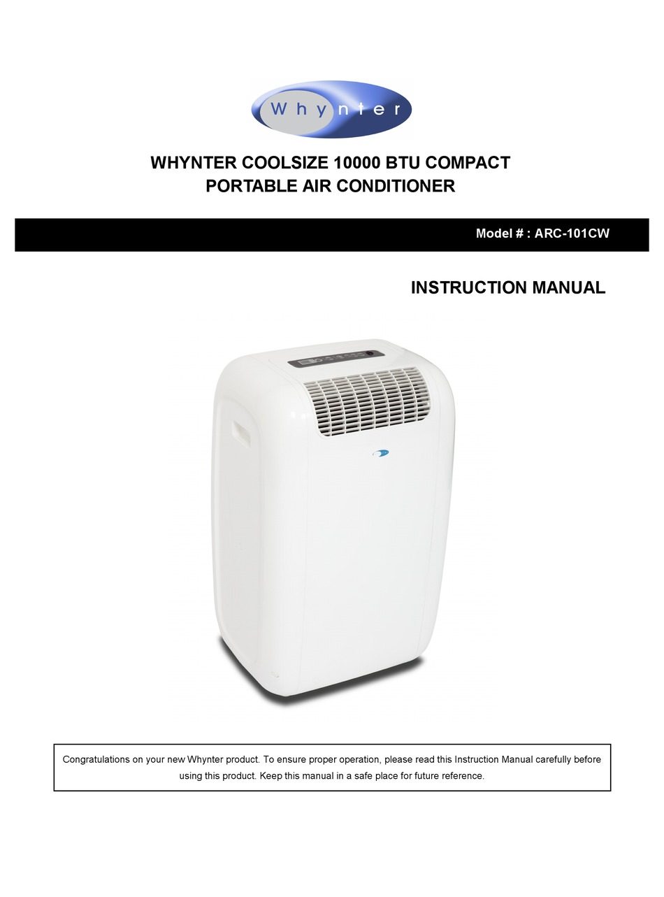 WHYNTER ARC-101CW INSTRUCTION MANUAL 