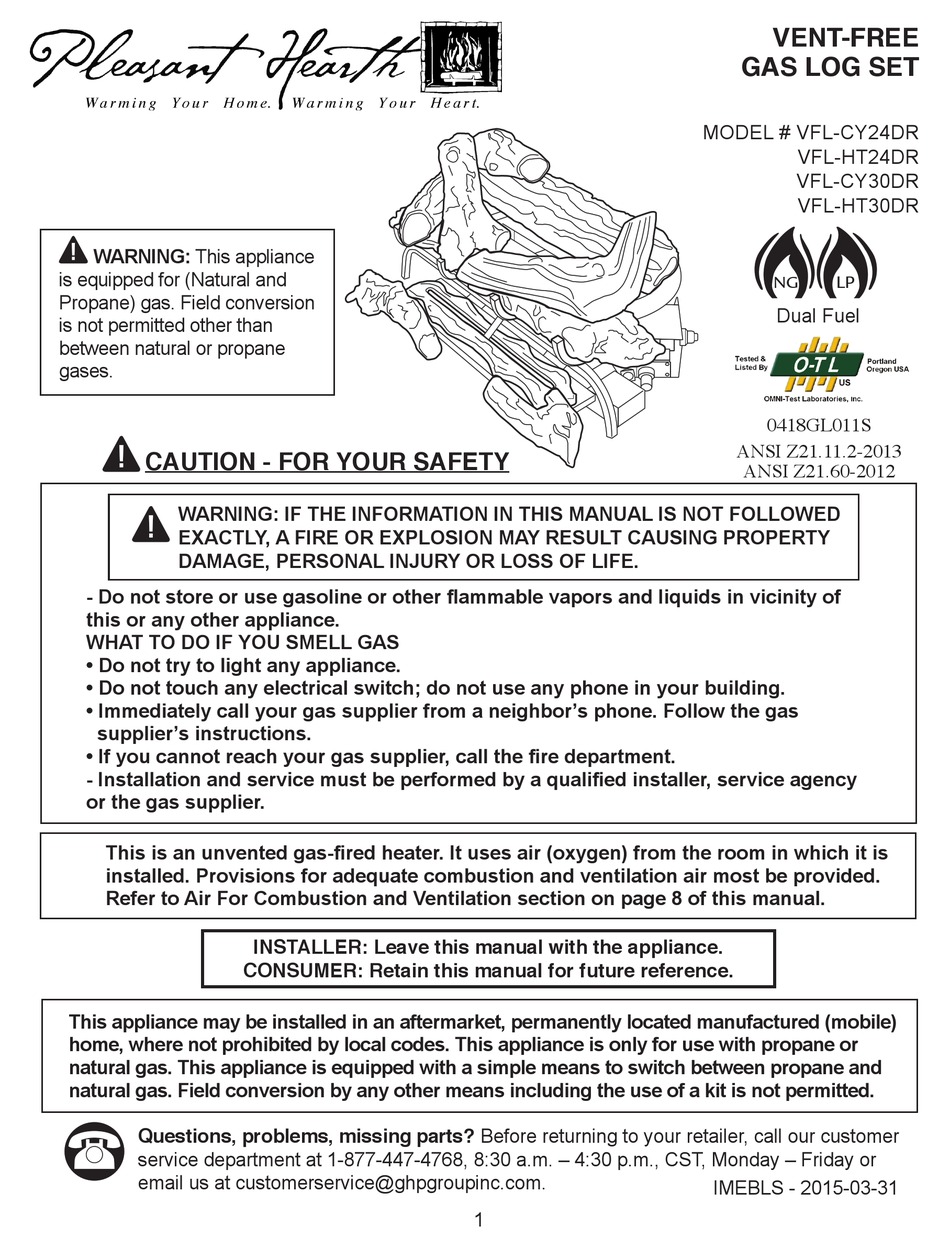 PLEASANT HEARTH VFLCY24DR MANUAL Pdf Download ManualsLib