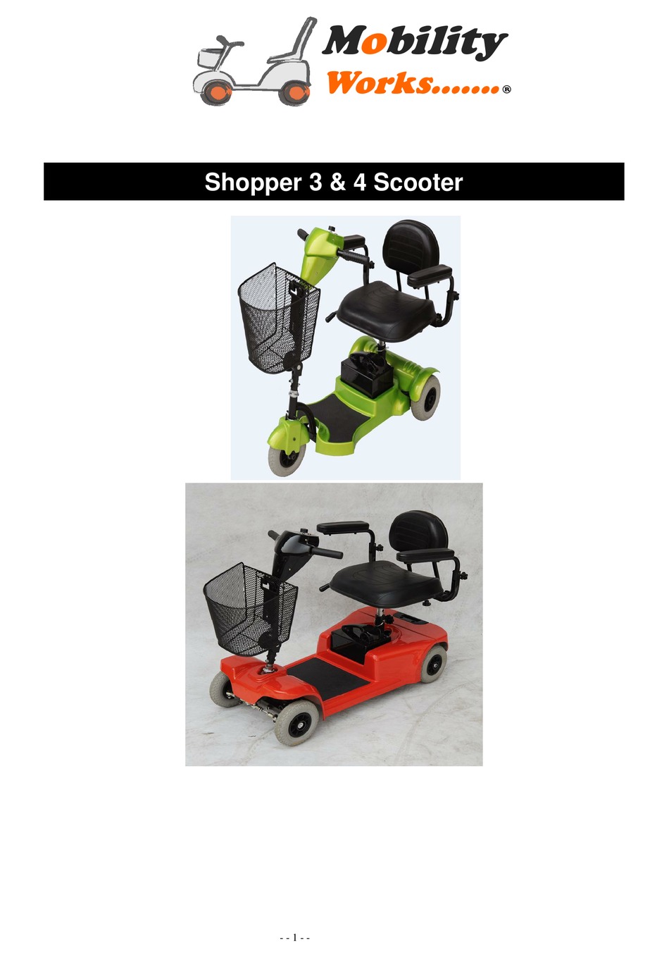 MOBILITY WORKS SHOPPER 3 USER MANUAL Pdf Download ManualsLib