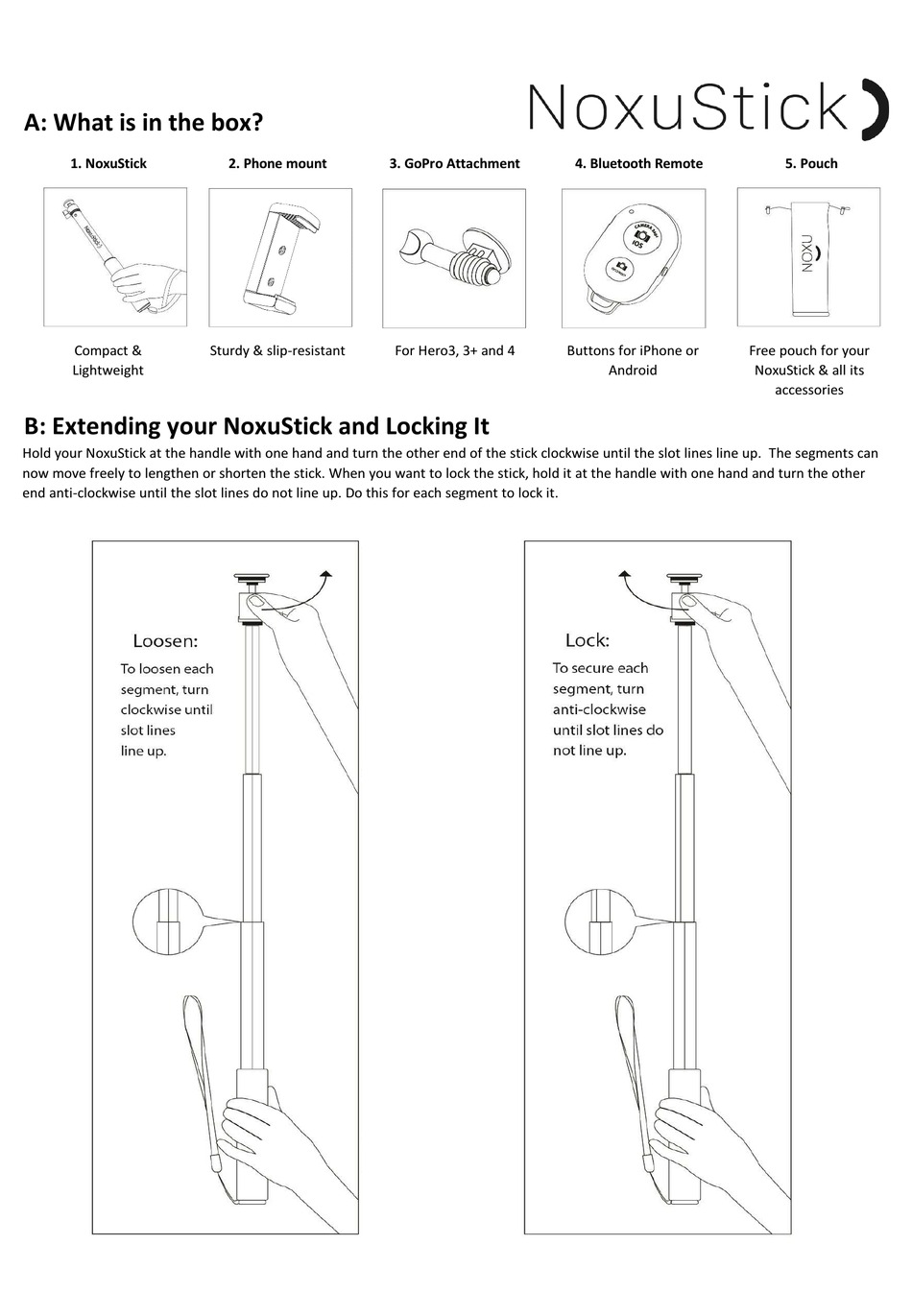 NOXUSTICK SELFIE STICK USER MANUAL Pdf Download ManualsLib