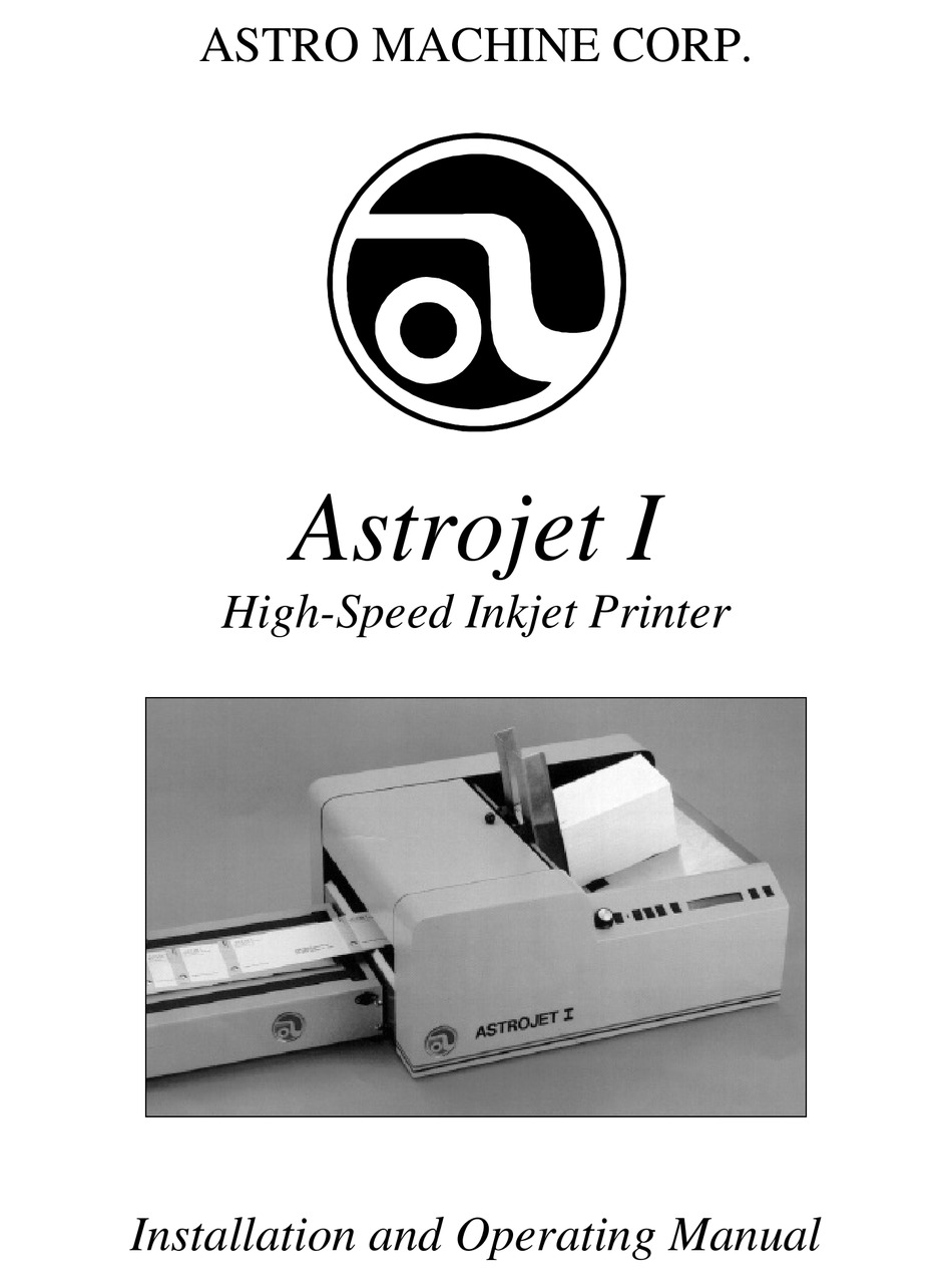 ASTRO MACHINE ASTROJET I OPERATING INSTRUCTIONS MANUAL Pdf Download ManualsLib