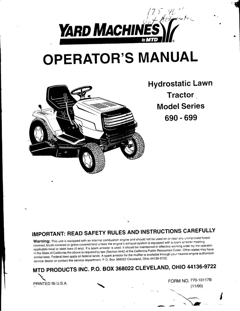 Yard Machine 638rl Manual