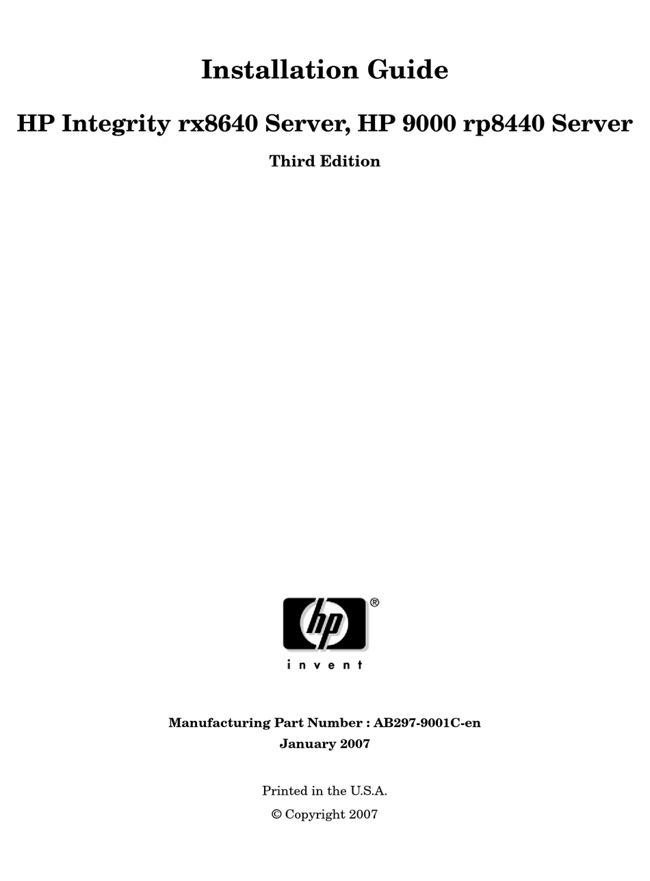 veerboot Vallen nood HP INTEGRITY RX8640 INSTALLATION MANUAL Pdf Download | ManualsLib