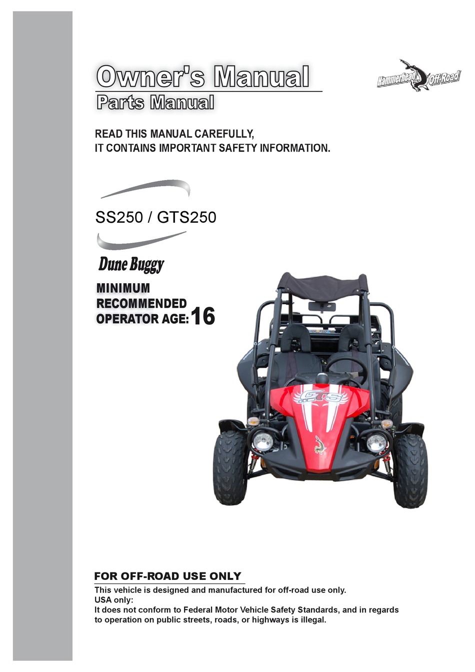 HAMMERHEAD OFFROAD SS250 OWNER
