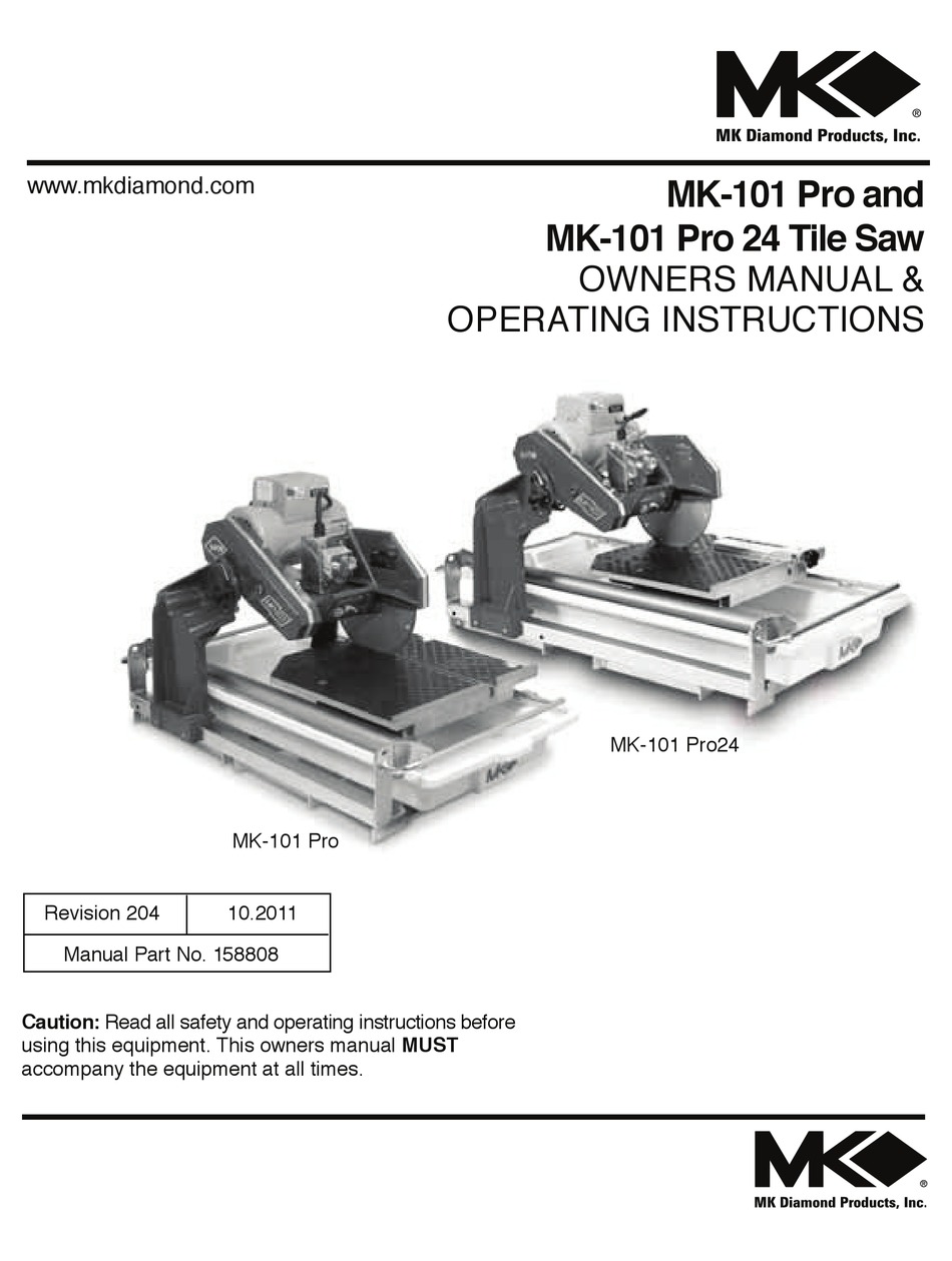 MK 101 PRO OWNER'S MANUAL & OPERATING INSTRUCTIONS Pdf Download
