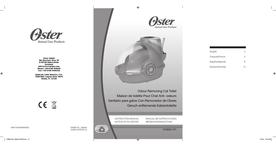 OSTER 078800-101 INSTRUCTION MANUAL Pdf Download | ManualsLib