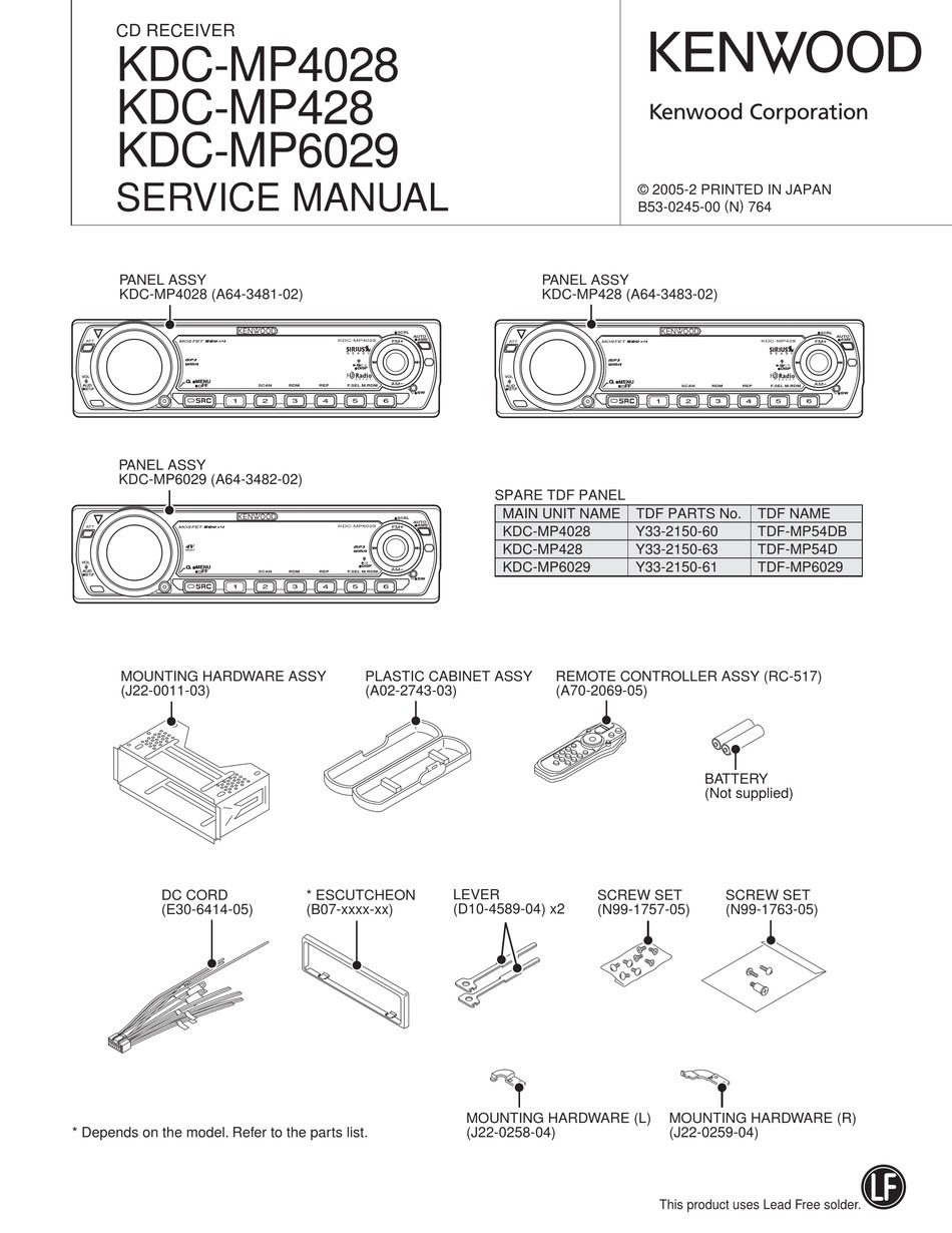 KENWOOD KDC-MP4028 SERVICE MANUAL Pdf Download | ManualsLib