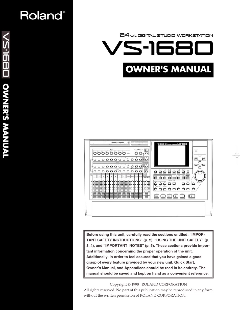 ROLAND VS-1680 OWNER'S MANUAL Pdf Download | ManualsLib