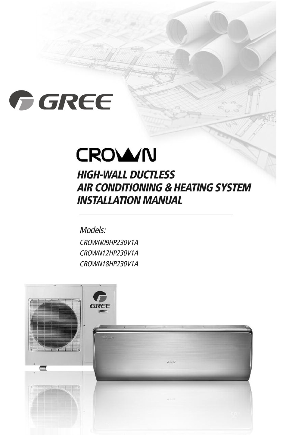 Gree Crown09hp230v1a Installation Manual Pdf Download Manualslib