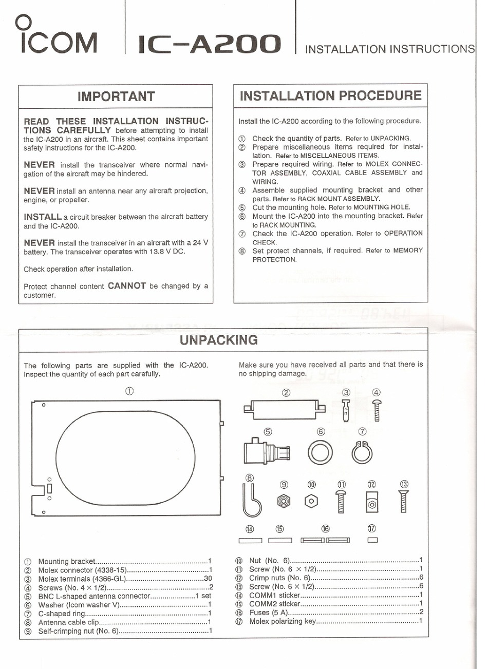 ICA200 INSTALLATION INSTRUCTIONS MANUAL Pdf Download ManualsLib