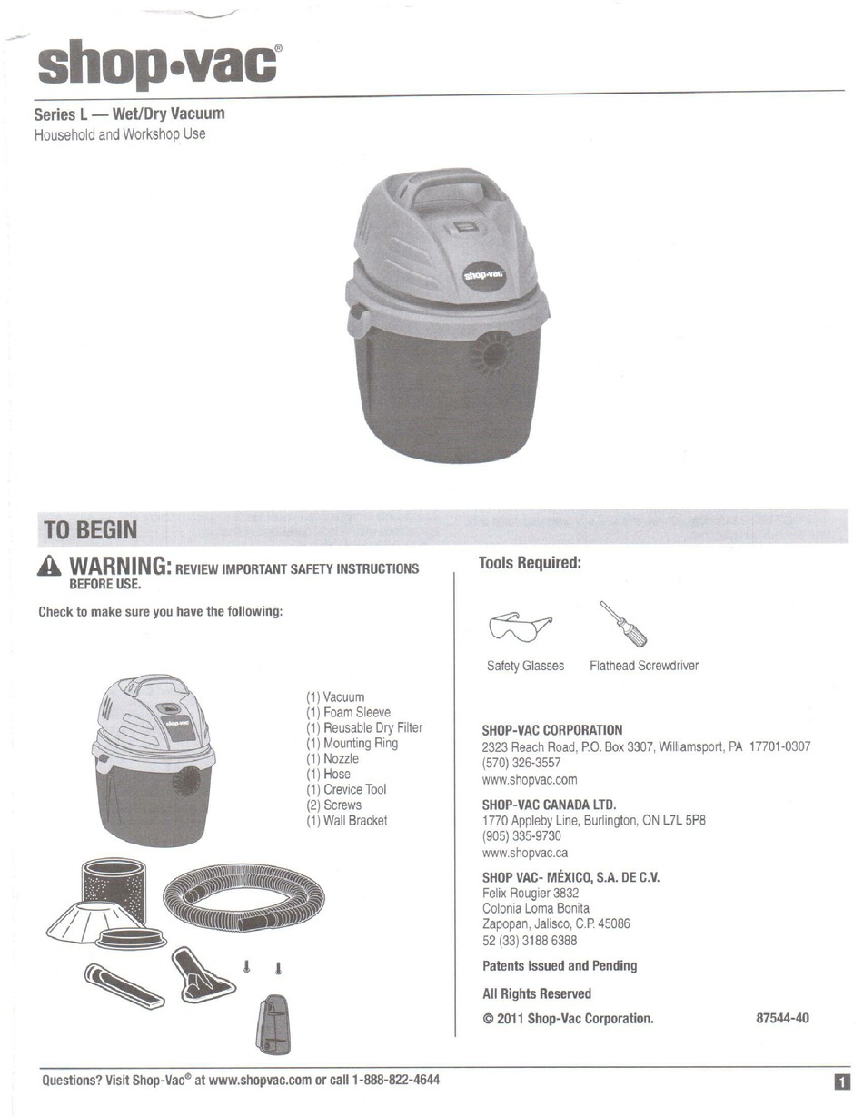 SHOPVAC L SERIES USE MANUAL Pdf Download ManualsLib